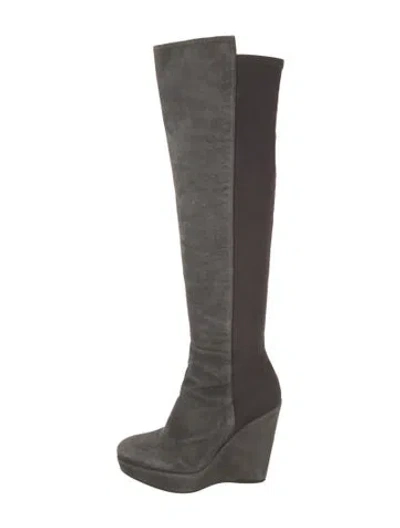 Pre-owned Stuart Weitzman Suede Boots In Gray