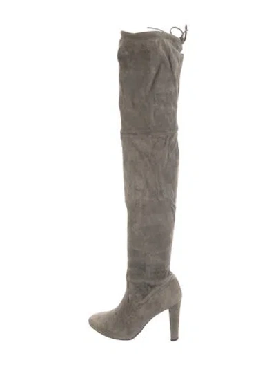 Pre-owned Stuart Weitzman Suede Boots In Gray