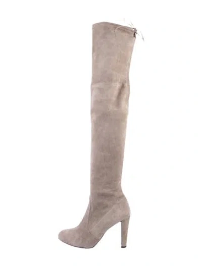Pre-owned Stuart Weitzman Suede Boots In Gray