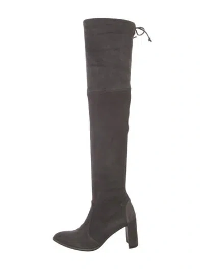 Pre-owned Stuart Weitzman Suede Boots In Gray