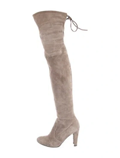 Pre-owned Stuart Weitzman Suede Boots In Gray