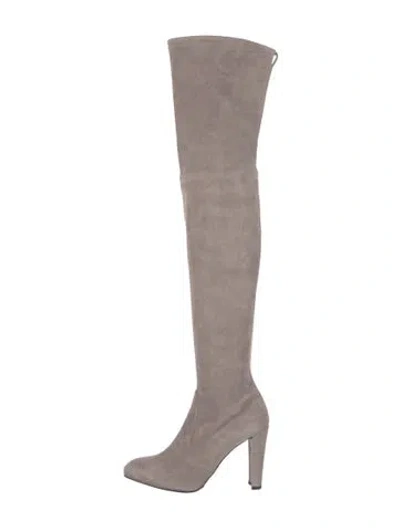 Pre-owned Stuart Weitzman Suede Boots In Gray