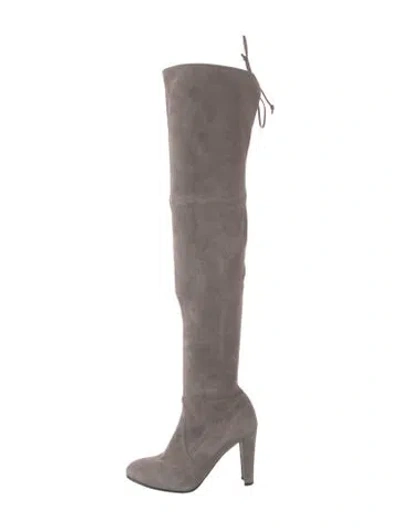 Pre-owned Stuart Weitzman Suede Boots In Gray