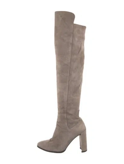 Pre-owned Stuart Weitzman Suede Boots In Neutral