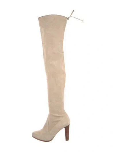 Pre-owned Stuart Weitzman Suede Boots In Neutral