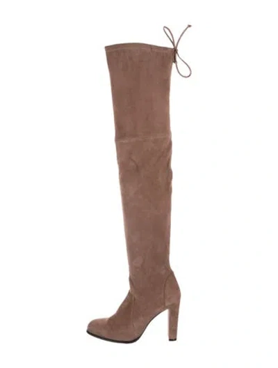 Pre-owned Stuart Weitzman Suede Boots In Neutral
