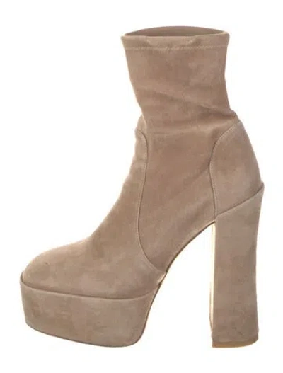 Pre-owned Stuart Weitzman Suede Boots In Neutral