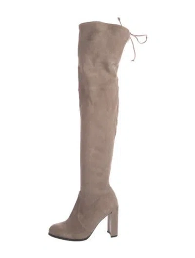 Pre-owned Stuart Weitzman Suede Boots In Neutral