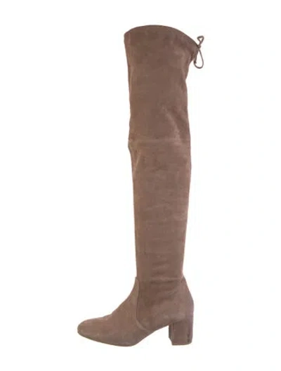 Pre-owned Stuart Weitzman Suede Boots In Neutral