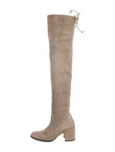 Pre-owned Stuart Weitzman Suede Boots In Neutral