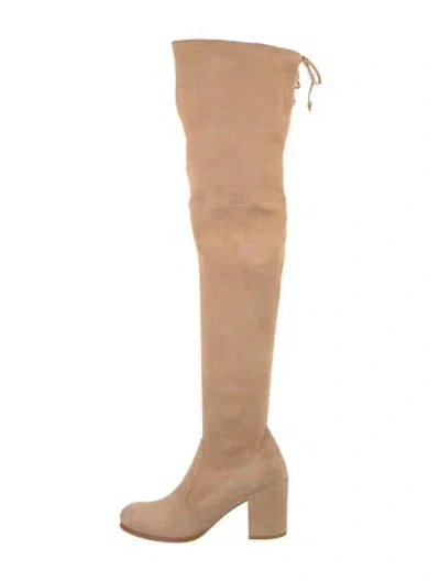 Pre-owned Stuart Weitzman Suede Boots In Neutral