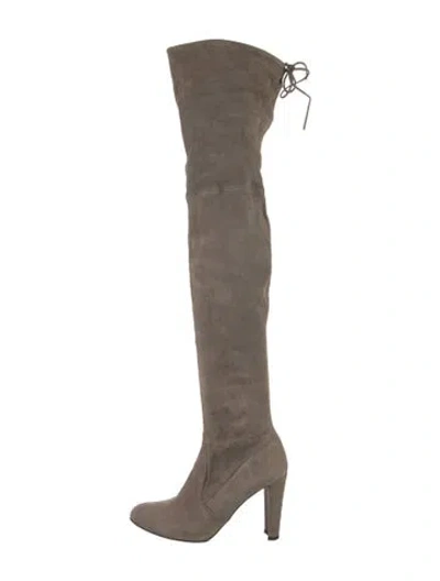Pre-owned Stuart Weitzman Suede Boots In Neutral