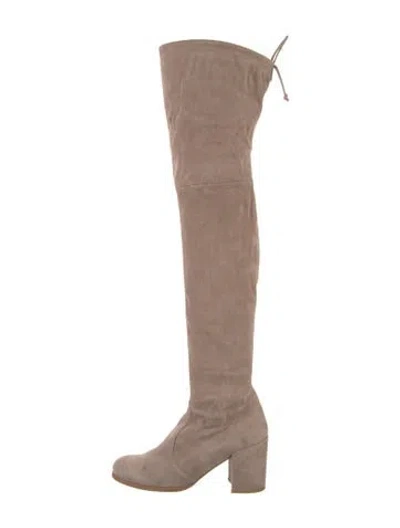 Pre-owned Stuart Weitzman Suede Boots In Neutral