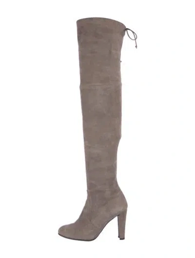 Pre-owned Stuart Weitzman Suede Boots In Neutral