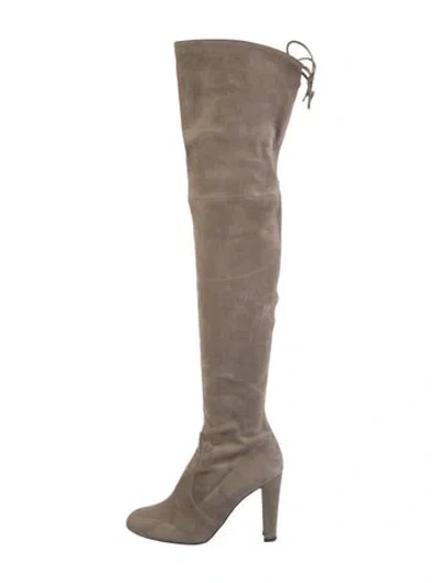 Pre-owned Stuart Weitzman Suede Boots In Neutral