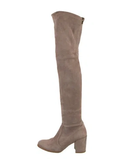 Pre-owned Stuart Weitzman Suede Boots In Neutral