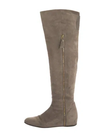 Pre-owned Stuart Weitzman Suede Boots In Neutral