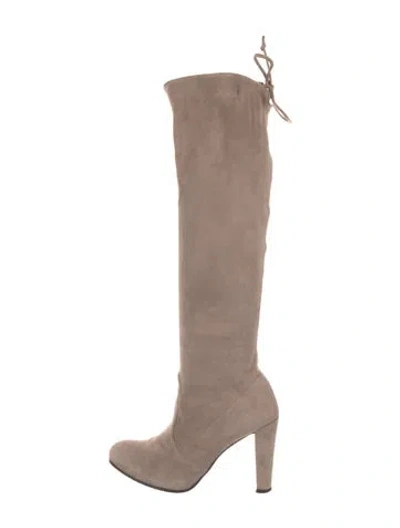 Pre-owned Stuart Weitzman Suede Boots In Neutral