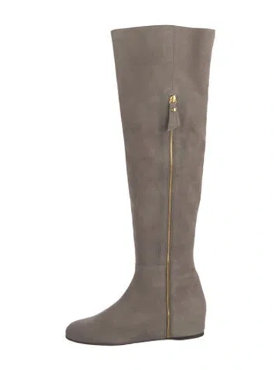 Pre-owned Stuart Weitzman Suede Boots In Neutral