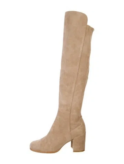Pre-owned Stuart Weitzman Suede Boots In Neutral
