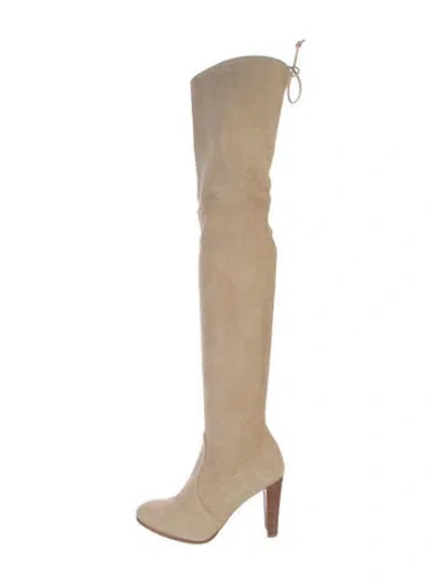 Pre-owned Stuart Weitzman Suede Boots In Neutral
