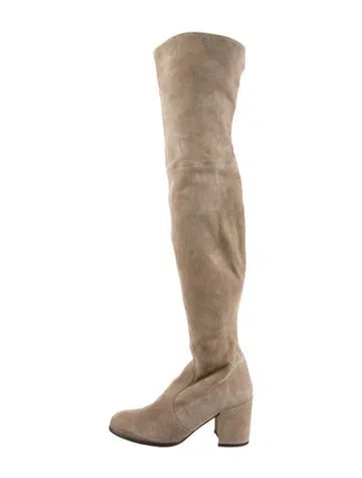 Pre-owned Stuart Weitzman Suede Boots In Neutral