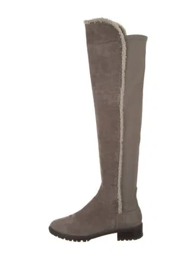 Pre-owned Stuart Weitzman Suede Boots In Neutral