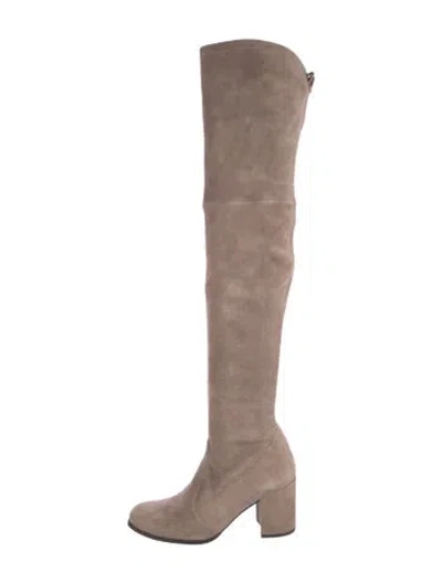 Pre-owned Stuart Weitzman Suede Boots In Neutral