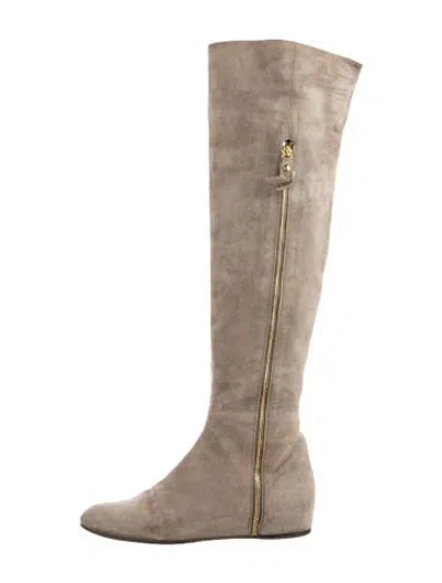 Pre-owned Stuart Weitzman Suede Boots In Neutral