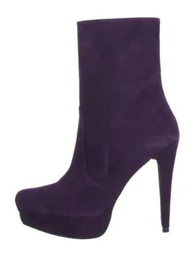 Pre-owned Stuart Weitzman Suede Boots In Purple