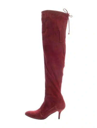 Pre-owned Stuart Weitzman Suede Boots In Red