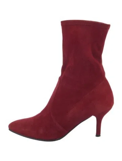 Pre-owned Stuart Weitzman Suede Boots In Red