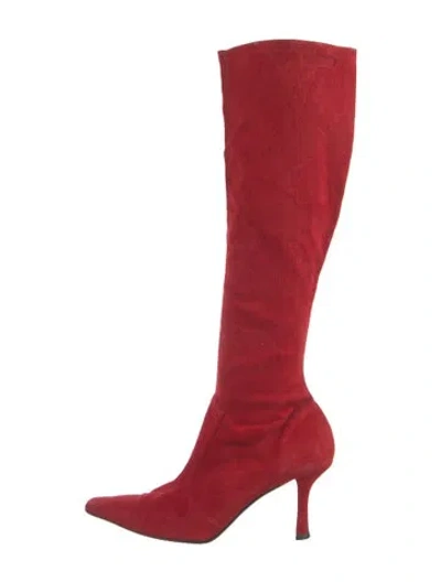 Pre-owned Stuart Weitzman Suede Boots In Red