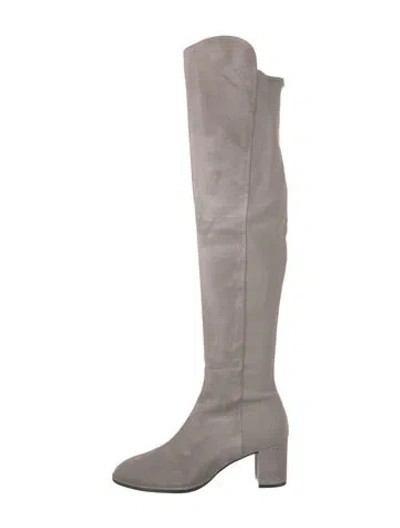Pre-owned Stuart Weitzman Suede Boots W/ Tags In Gray