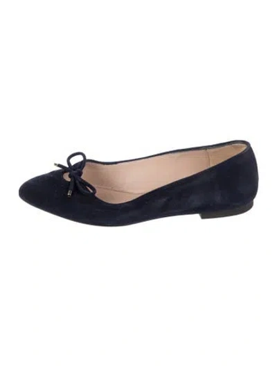 Pre-owned Stuart Weitzman Suede Bow Accents Ballet Flats In Blue