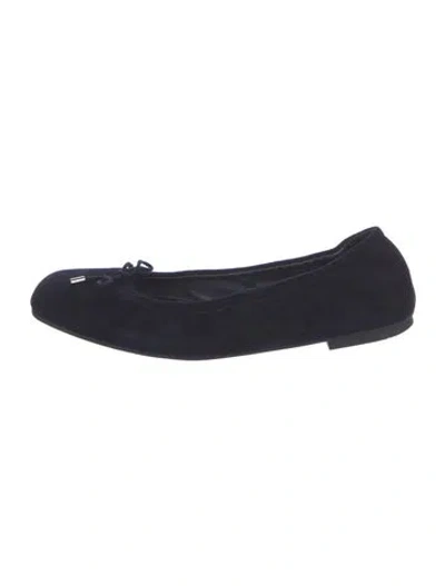 Pre-owned Stuart Weitzman Suede Bow Accents Ballet Flats In Blue