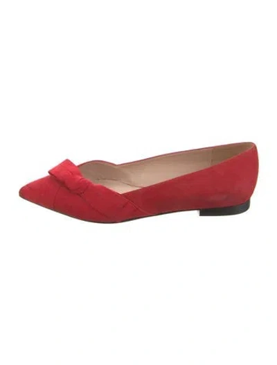 Pre-owned Stuart Weitzman Suede Bow Accents Ballet Flats In Red