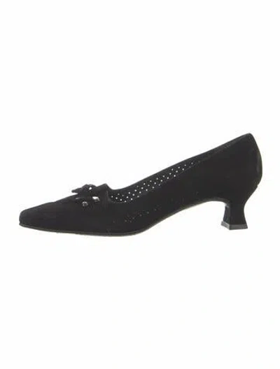 Pre-owned Stuart Weitzman Suede Bow Accents Flats In Blue