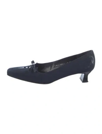 Pre-owned Stuart Weitzman Suede Bow Accents Pumps In Blue