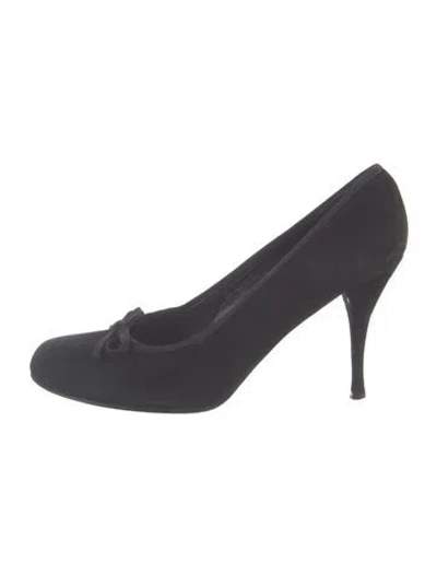 Pre-owned Stuart Weitzman Suede Bow Accents Pumps In Blue