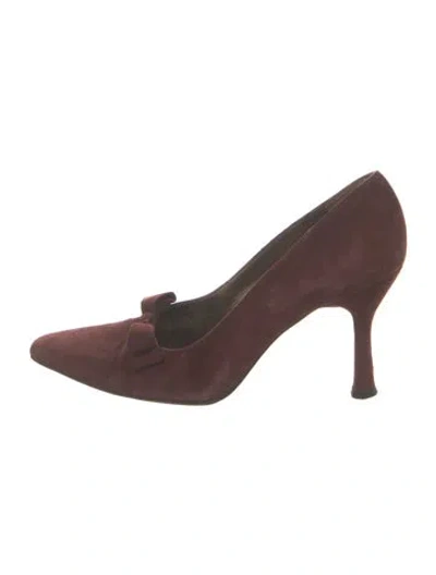 Pre-owned Stuart Weitzman Suede Bow Accents Pumps In Red