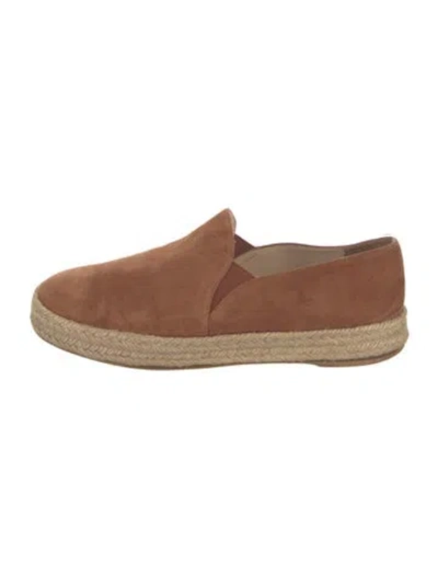 Pre-owned Stuart Weitzman Suede Braided Accents Espadrilles In Brown