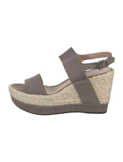 Pre-owned Stuart Weitzman Suede Braided Accents Espadrilles In Grey