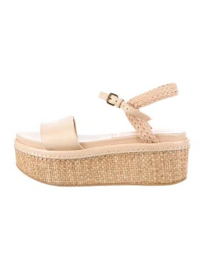 Pre-owned Stuart Weitzman Suede Braided Accents Espadrilles In Neutral