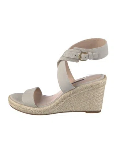 Pre-owned Stuart Weitzman Suede Braided Accents Espadrilles In Neutrals