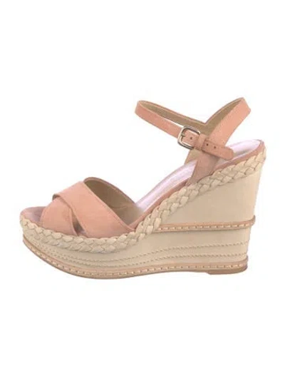 Pre-owned Stuart Weitzman Suede Braided Accents Espadrilles In Pink