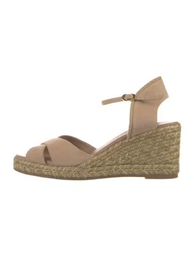 Pre-owned Stuart Weitzman Suede Braided Accents Espadrilles W/ Tags In Neutral