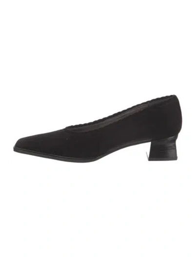 Pre-owned Stuart Weitzman Suede Braided Accents Flats In Black