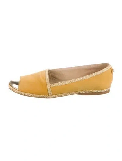 Pre-owned Stuart Weitzman Suede Braided Accents Flats In Yellow