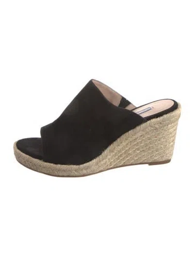 Pre-owned Stuart Weitzman Suede Braided Accents Mules In Black